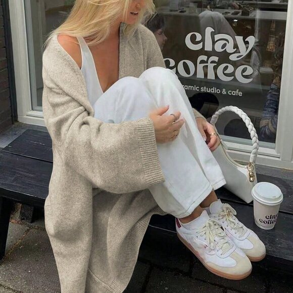 casual womens open front knit sweater cardigan - Picture 3 of 9